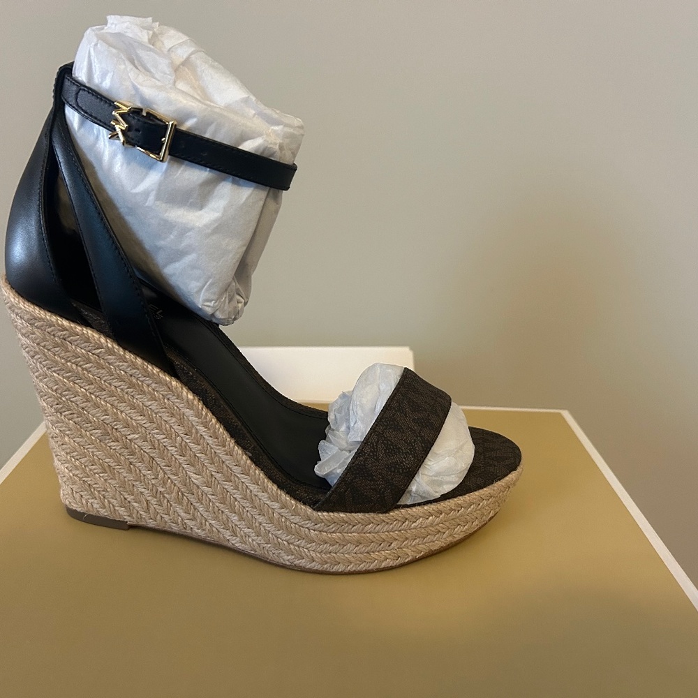 Michael Kors Leather Wedge Sandals